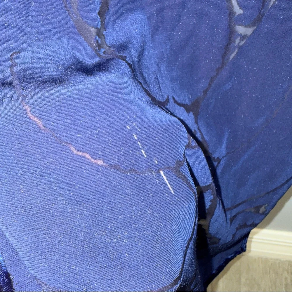 Women's Vintage‎ Velvet Abstract Burnout Blue Paisley Silk-Blend Scarf *READ